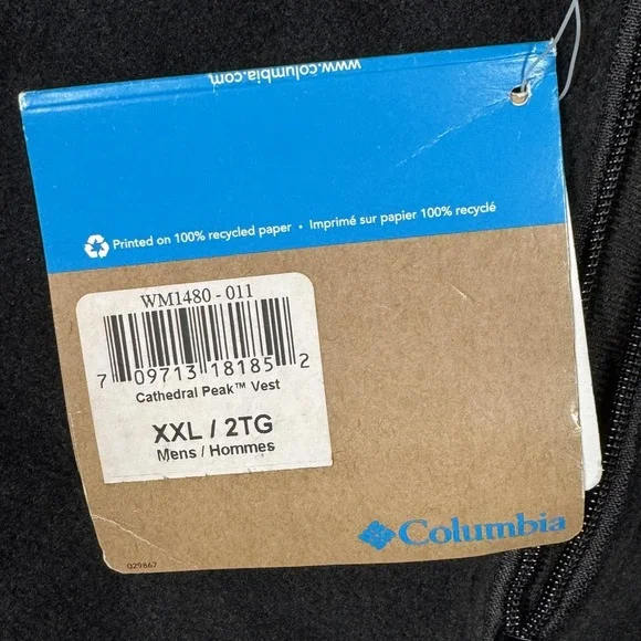 Columbia Vest Mens 2XL Gray Fleece Full Zip Cathedral Peak Mountain Outdoor - Picture 2 of 9